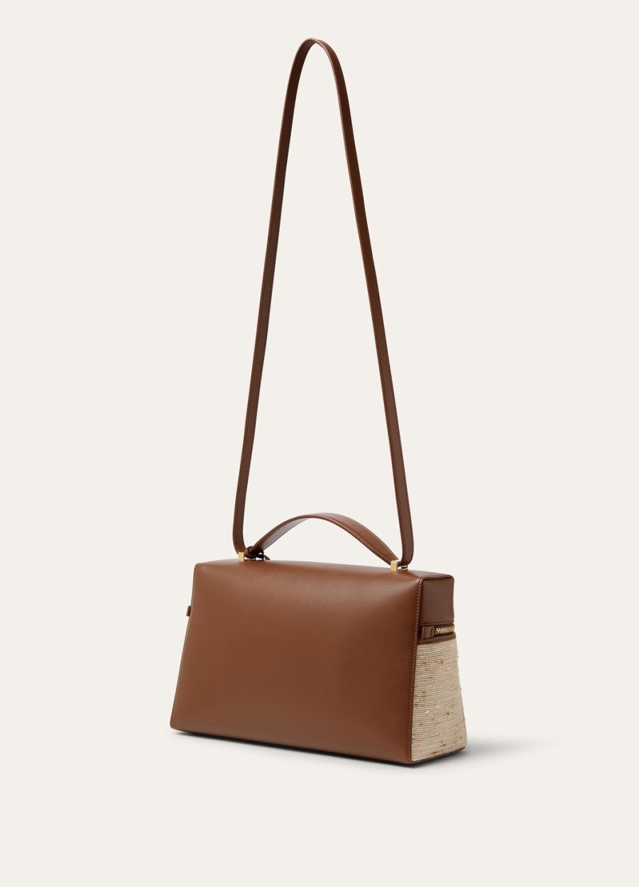 extra tas l27 zijde microfiber kalfsleer in bruinmolezon goud