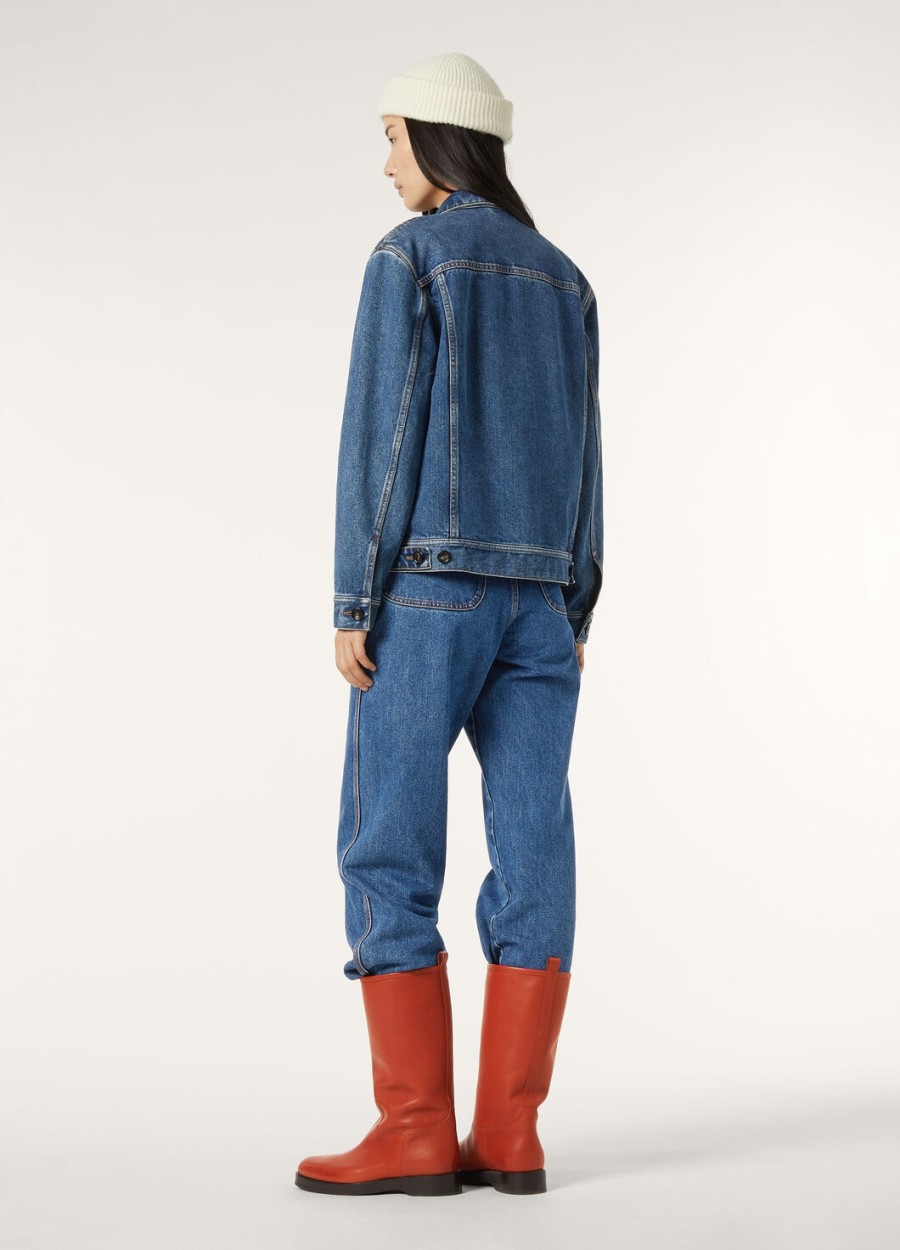 tulus denim zijden jas met blauwe wassing