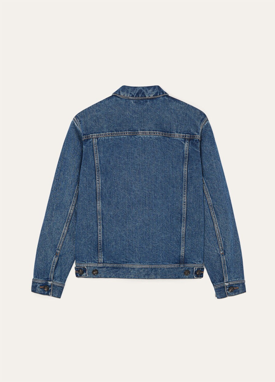tulus denim zijden jas met blauwe wassing