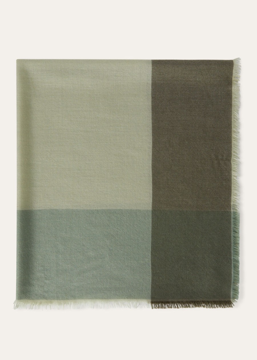 vierkant van de silenzio foulard zijde kasjmier wasabi poedergroene linten