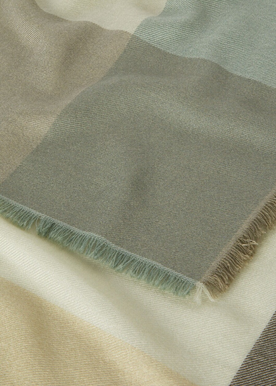 vierkant van de silenzio foulard zijde kasjmier wasabi poedergroene linten