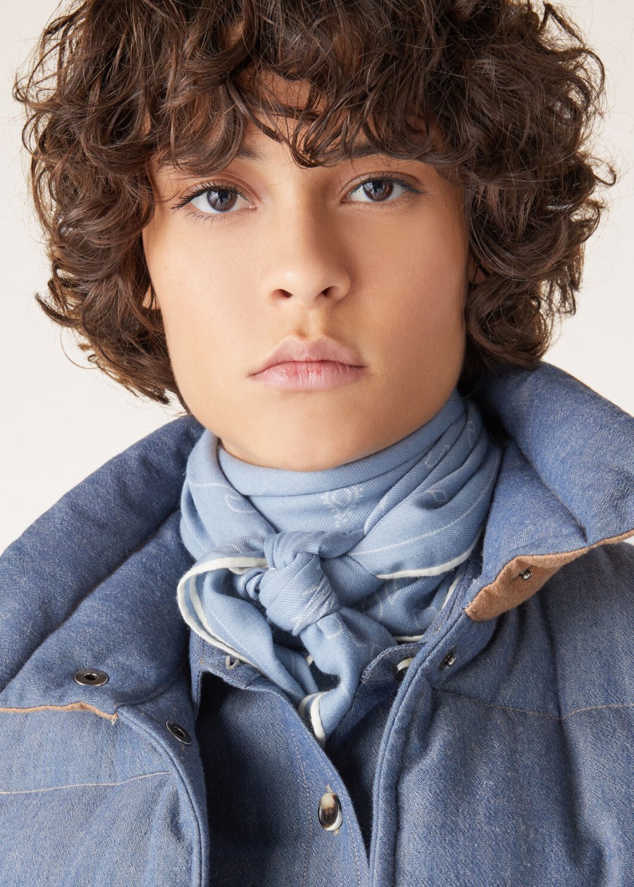 cardo carré wollen stoffig blauwwit