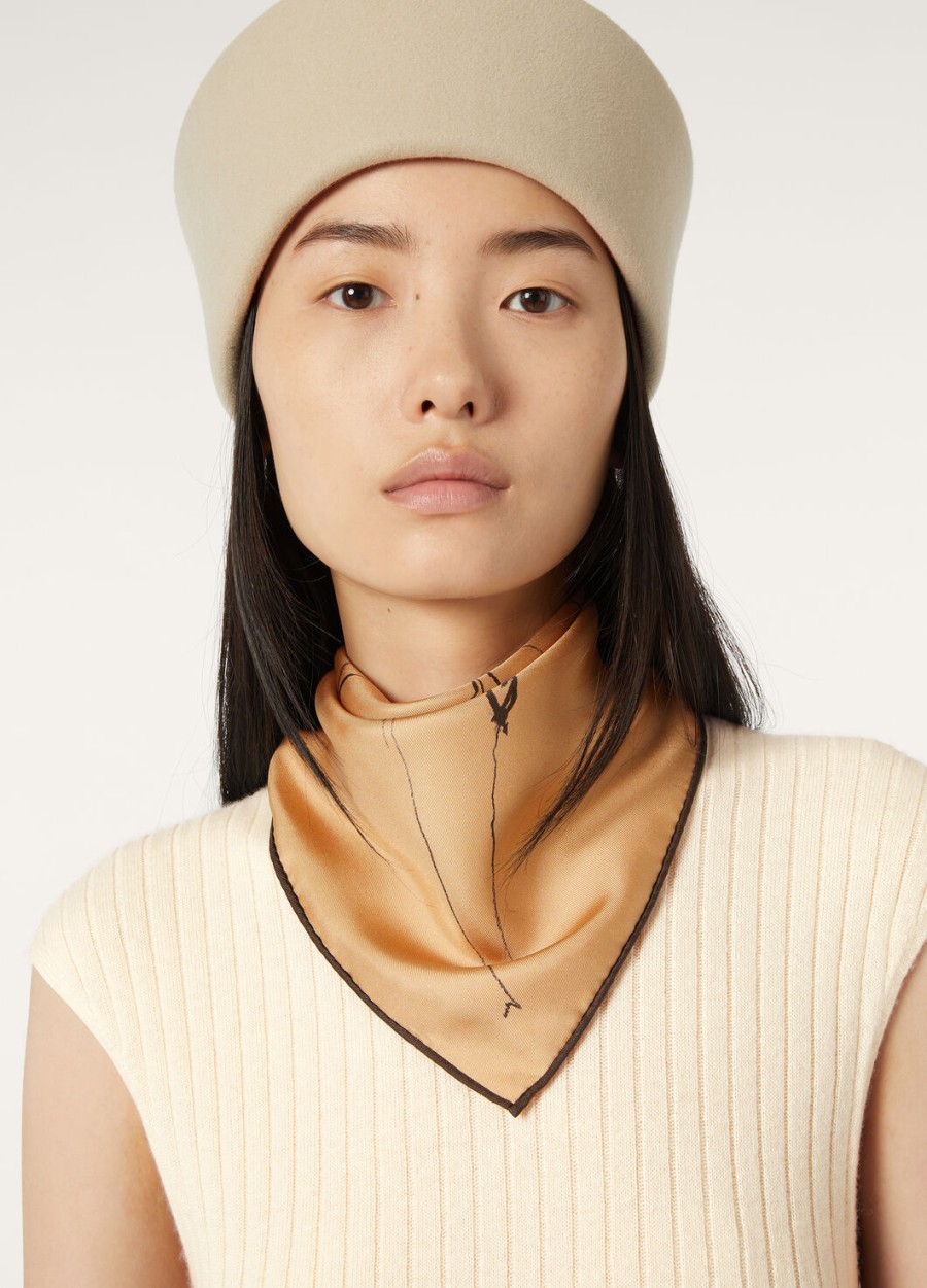 la linea del fiore di lino foulard zijde goudbruindonker chocolade