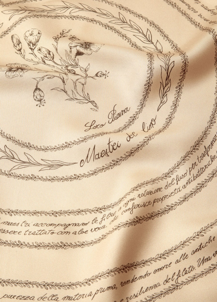 maestri del lino foulard zijde crèmekoffiebruin