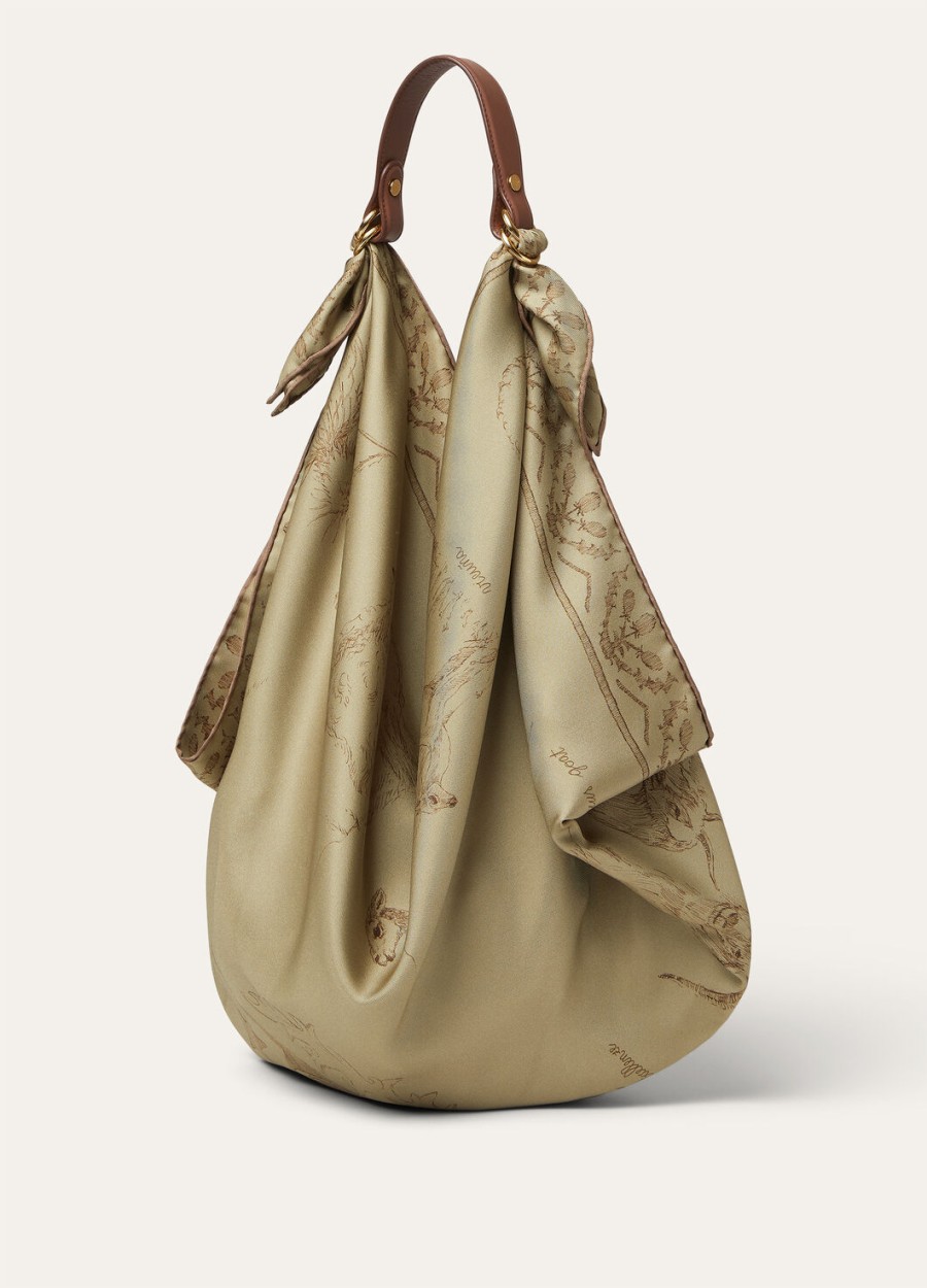 loro piana handvat foulard kalfsleer karamel suikerzon goud
