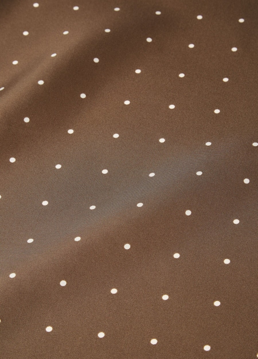 pois foulard zijde modderbruinivoor pois