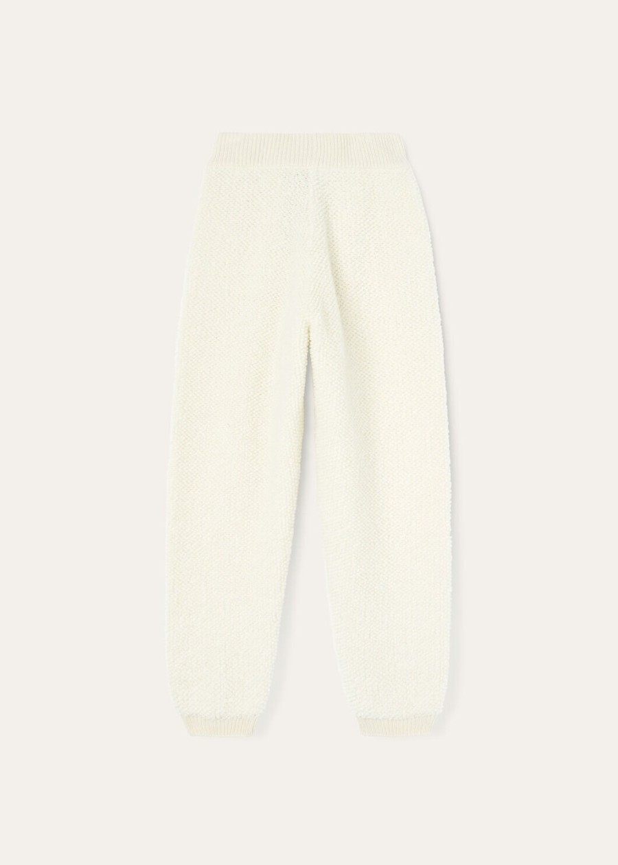 kinderbroek van kasjmier met nougatprint en krullend effect