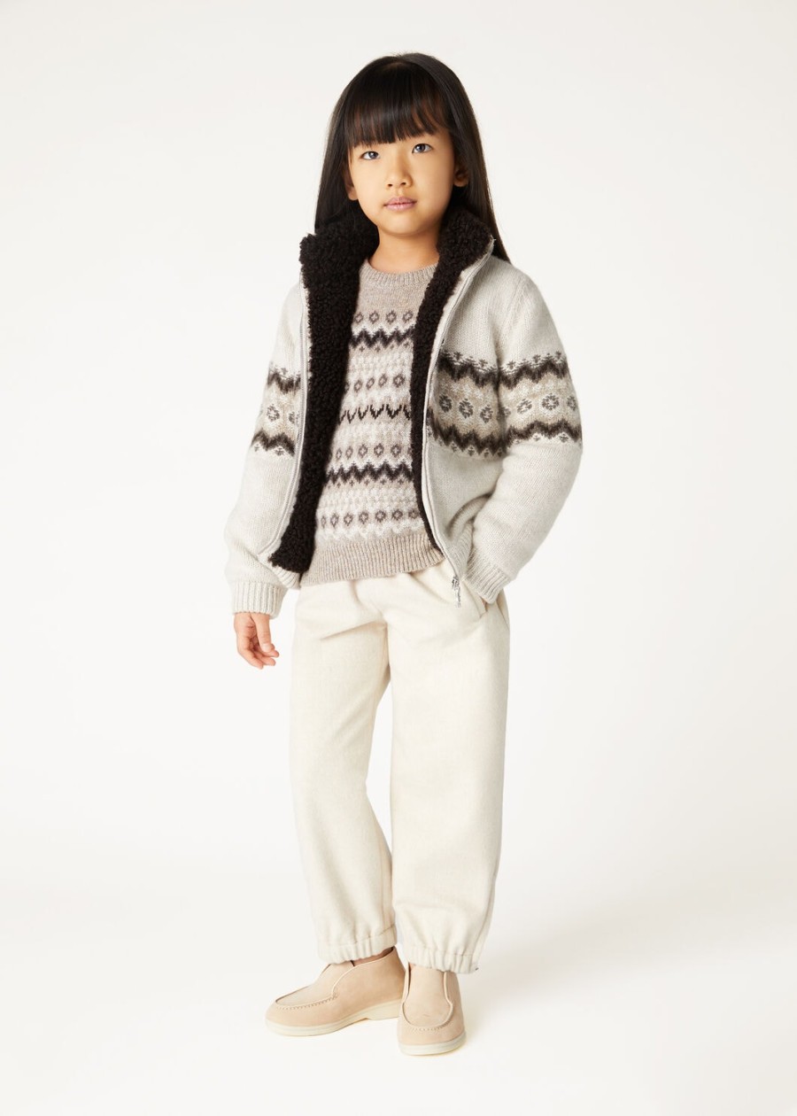 kinder alpe pile crewneck kasjmier beigeshadow melange