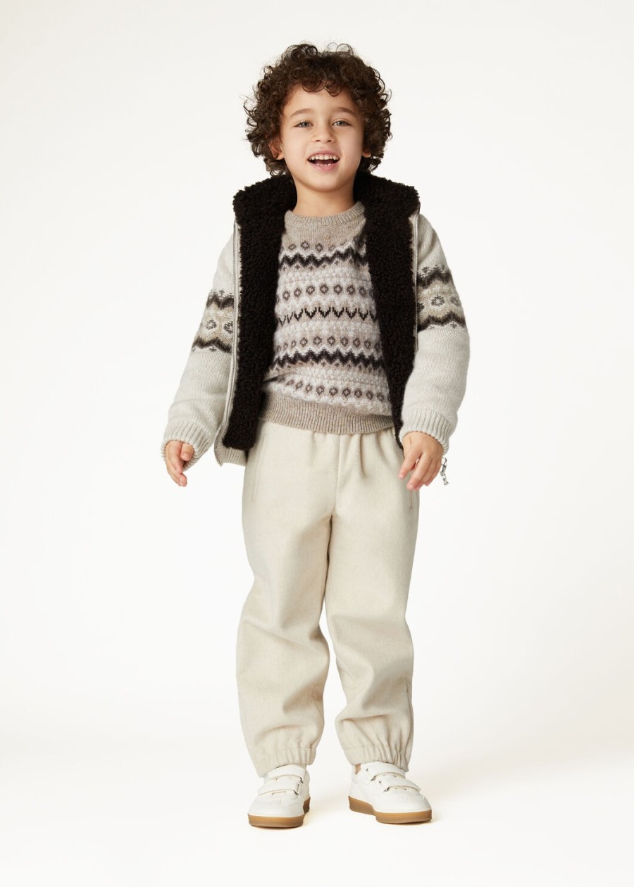 kinder alpe pile crewneck kasjmier beigeshadow melange