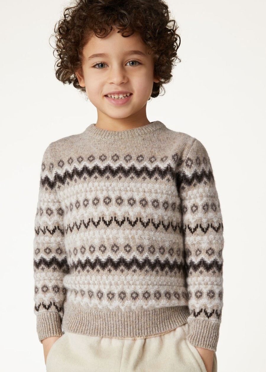 kinder alpe pile crewneck kasjmier beigeshadow melange