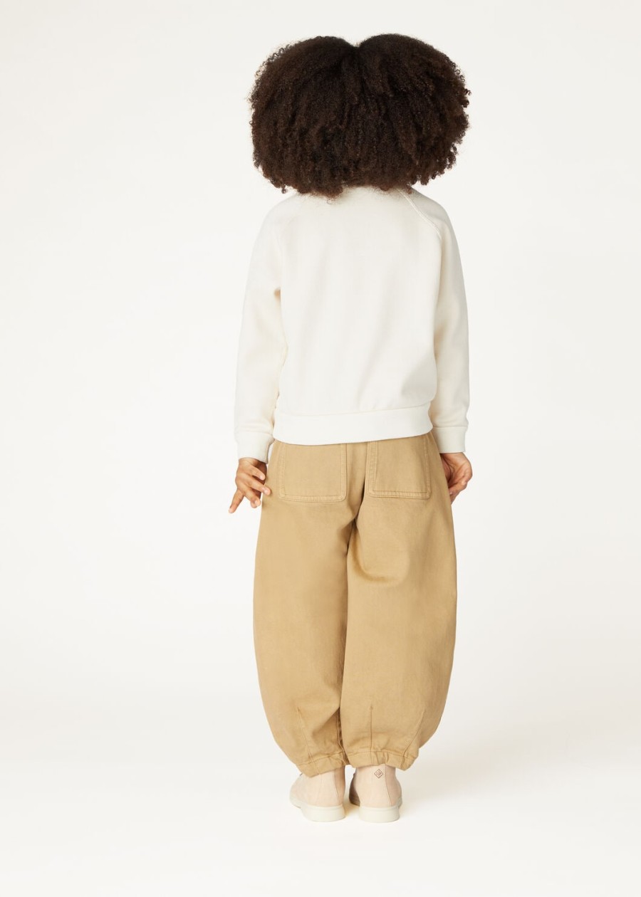 kinder whitney crewneck katoen zijde kasjmier nougat