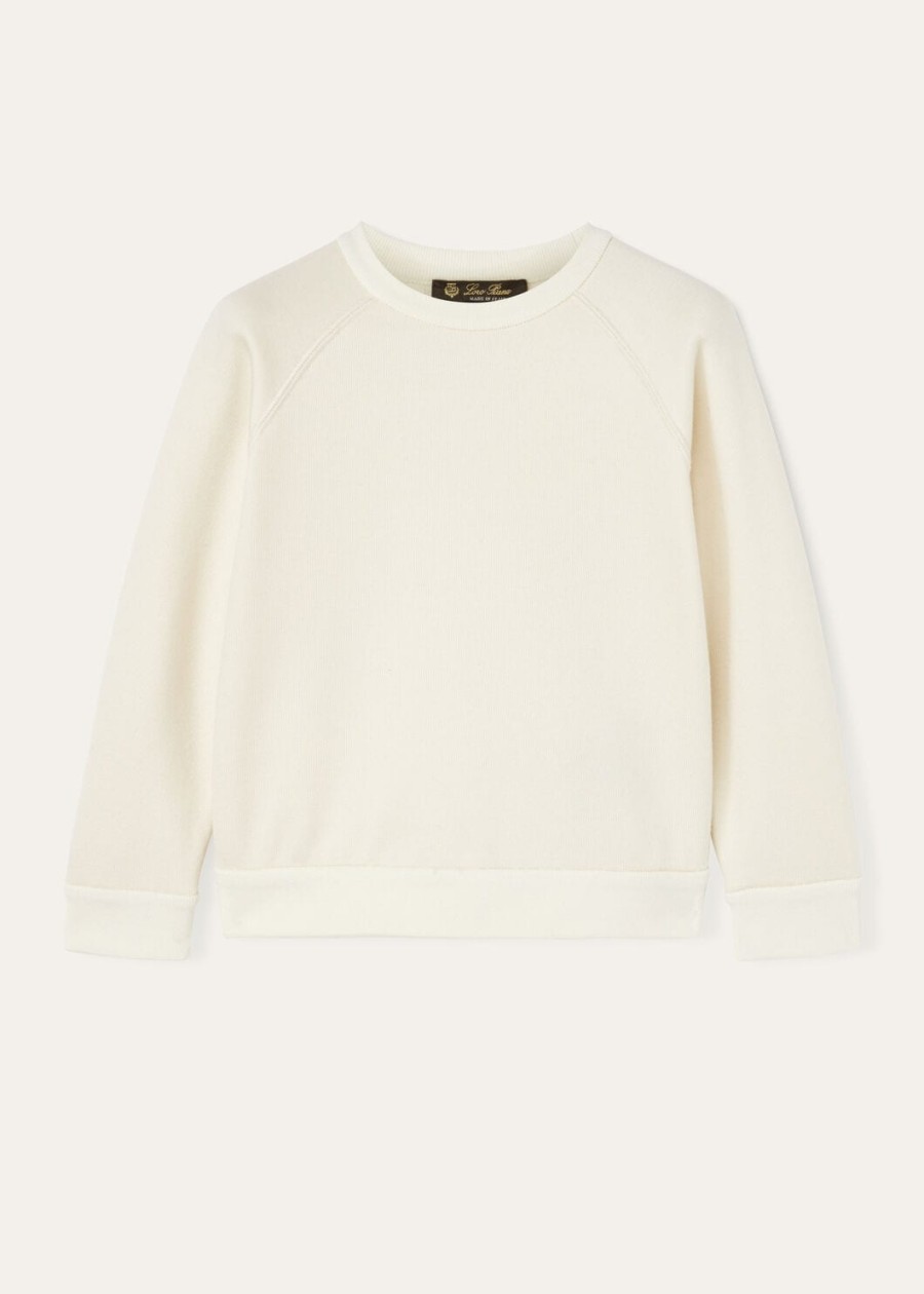 kinder whitney crewneck katoen zijde kasjmier nougat