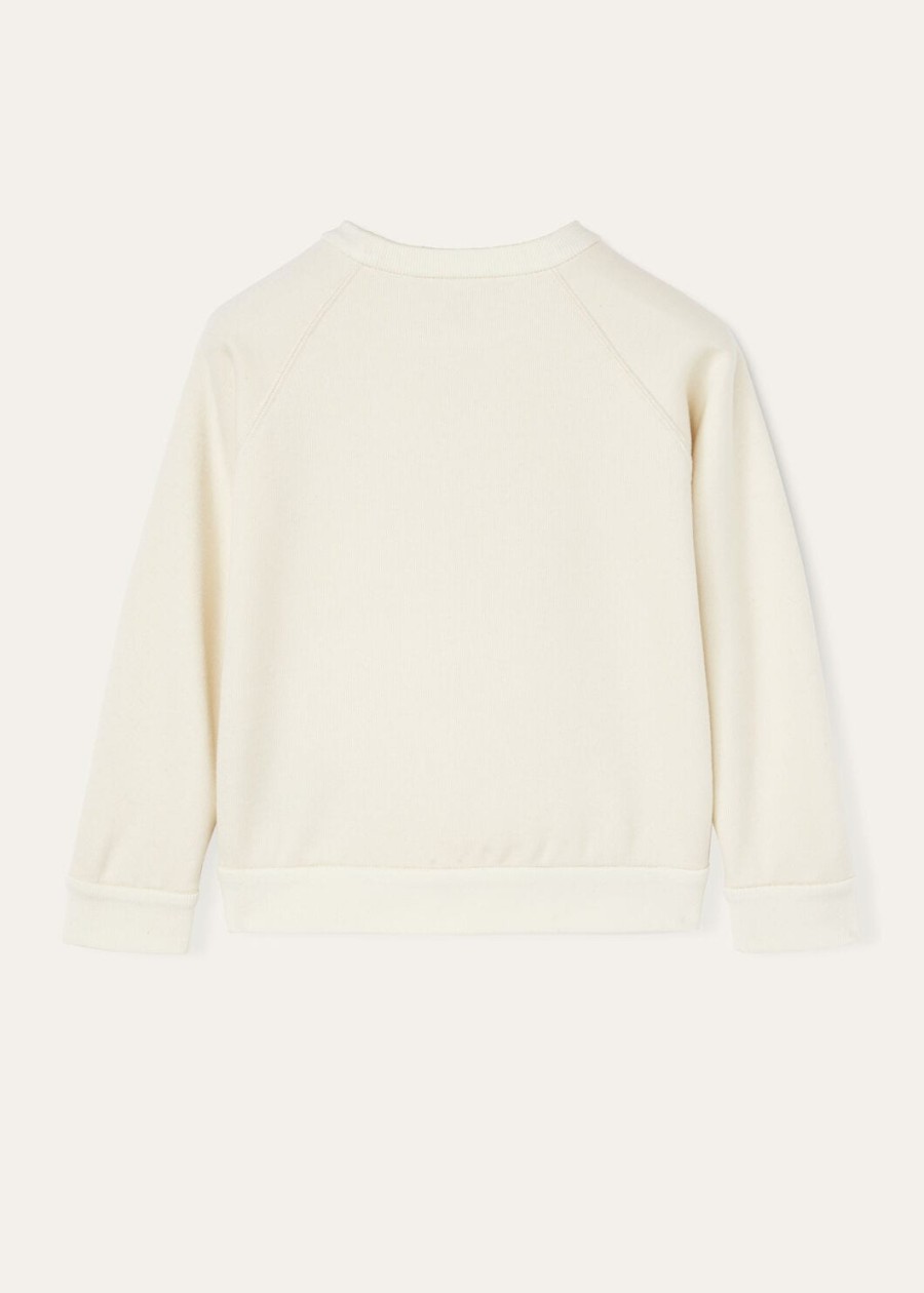 kinder whitney crewneck katoen zijde kasjmier nougat
