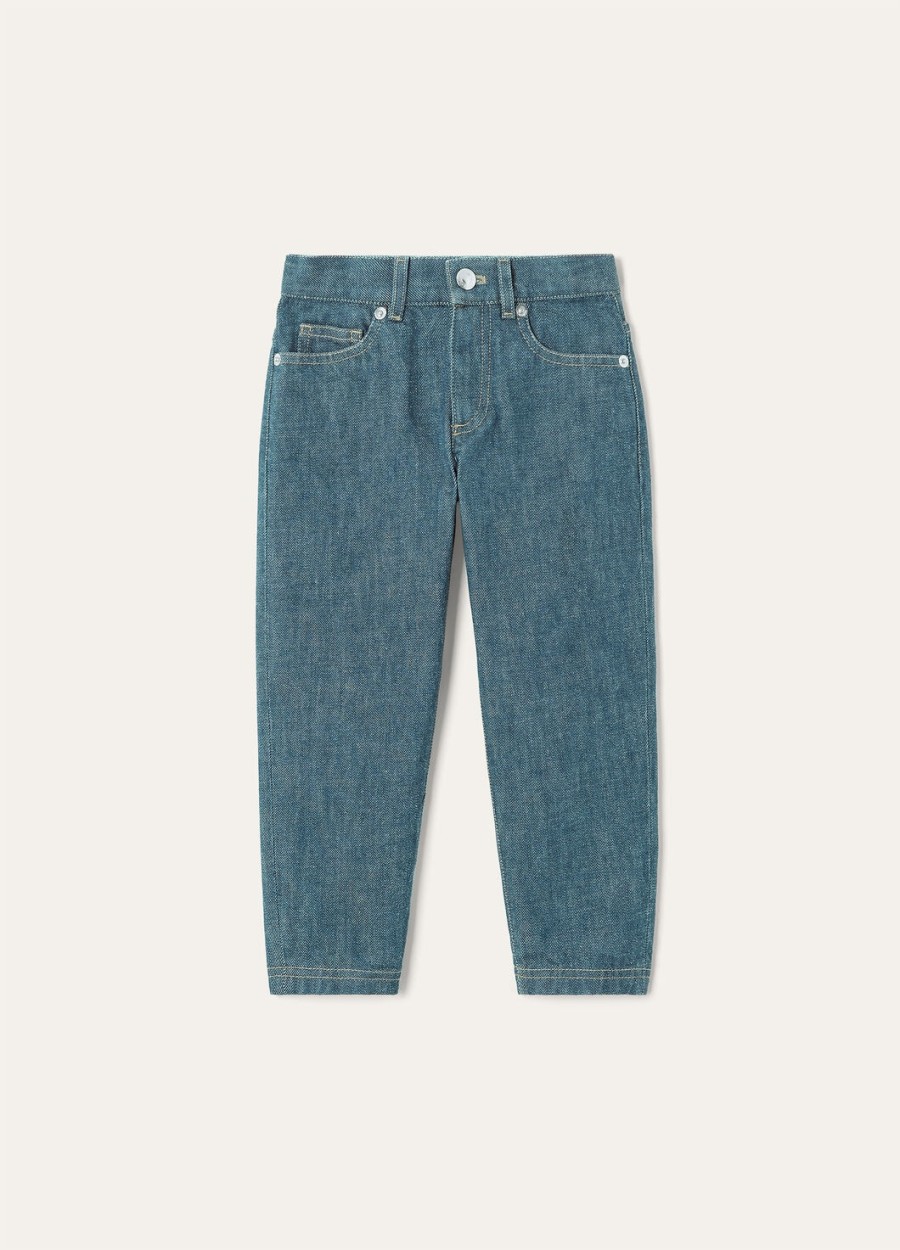 joey denim broek voor kinderen indigo katoen gewassen groen
