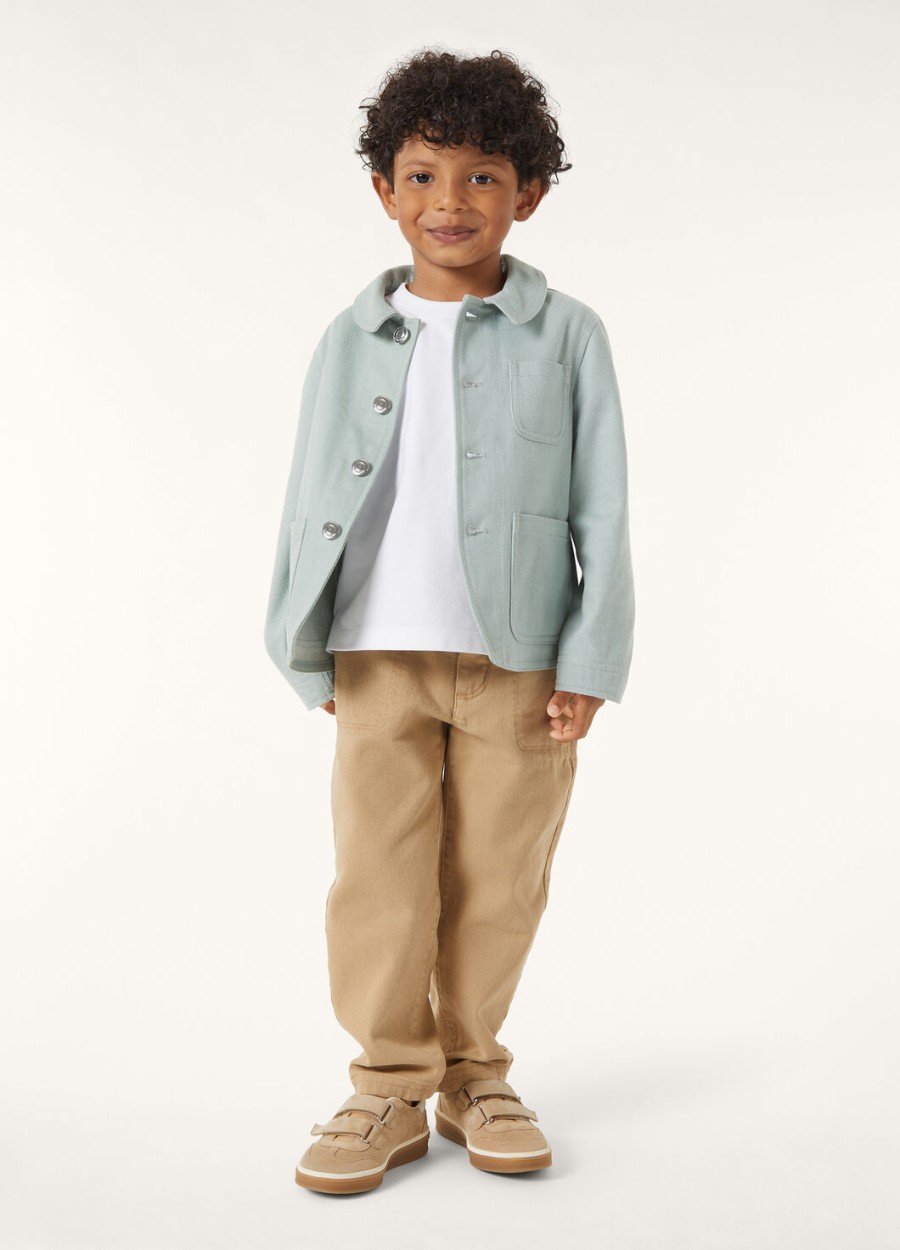 farley kinderjasje van denim met bloemen en azuurblauwe cactus