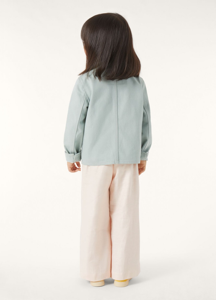farley kinderjasje van denim met bloemen en azuurblauwe cactus