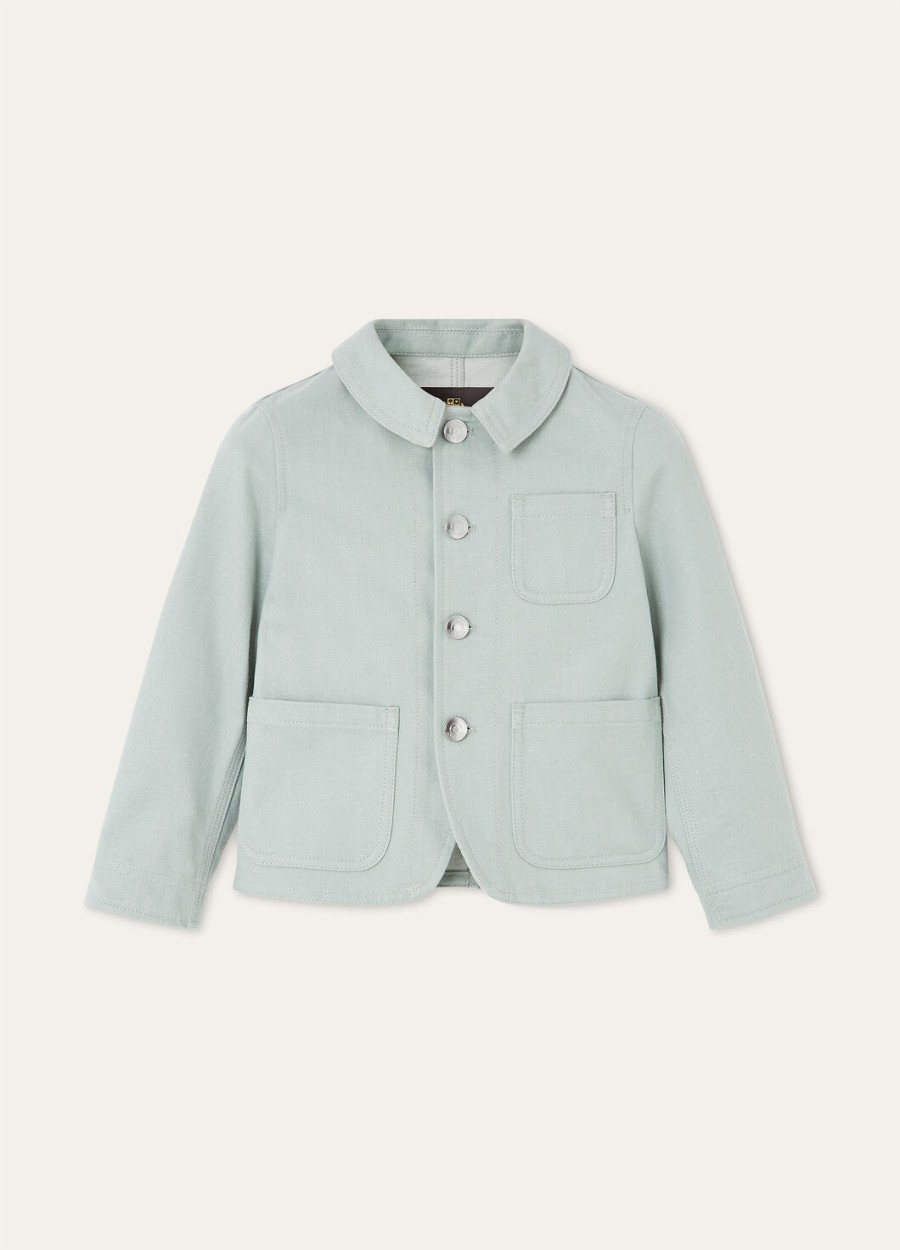 farley kinderjasje van denim met bloemen en azuurblauwe cactus