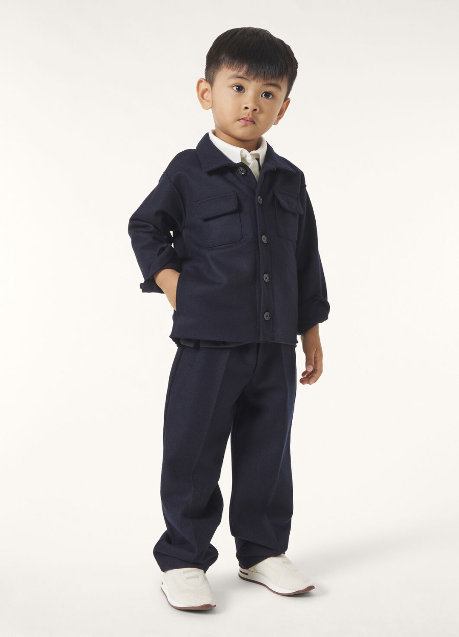 cashmere wish kinder brea shirt wol lichtblauw marineblauw