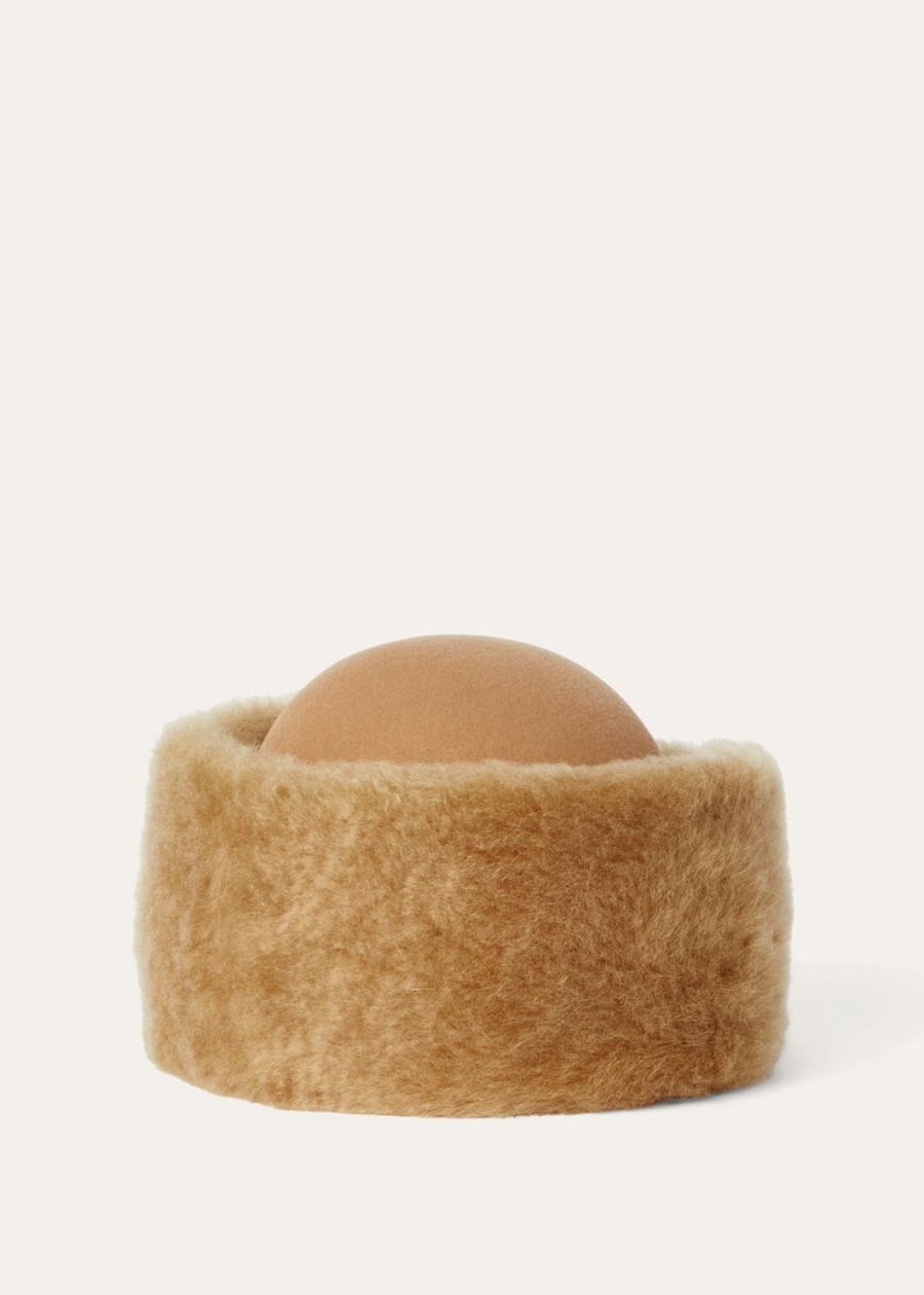 colbacco baby cashmere muts konijnenbont lichtbruin