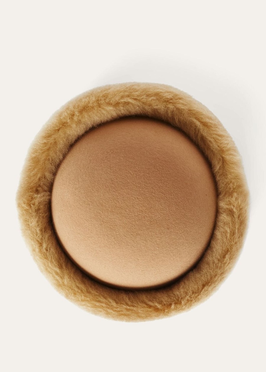 colbacco baby cashmere muts konijnenbont lichtbruin