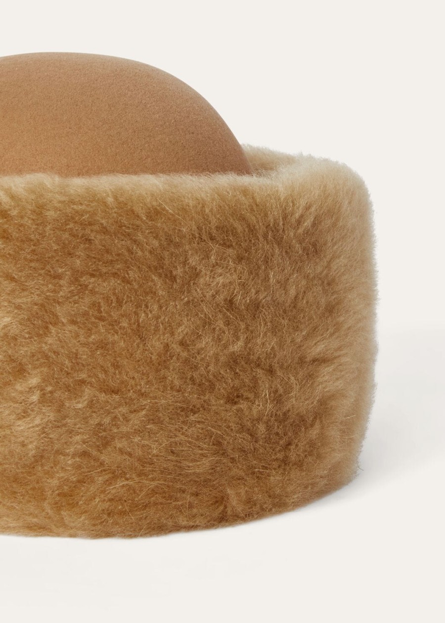 colbacco baby cashmere muts konijnenbont lichtbruin