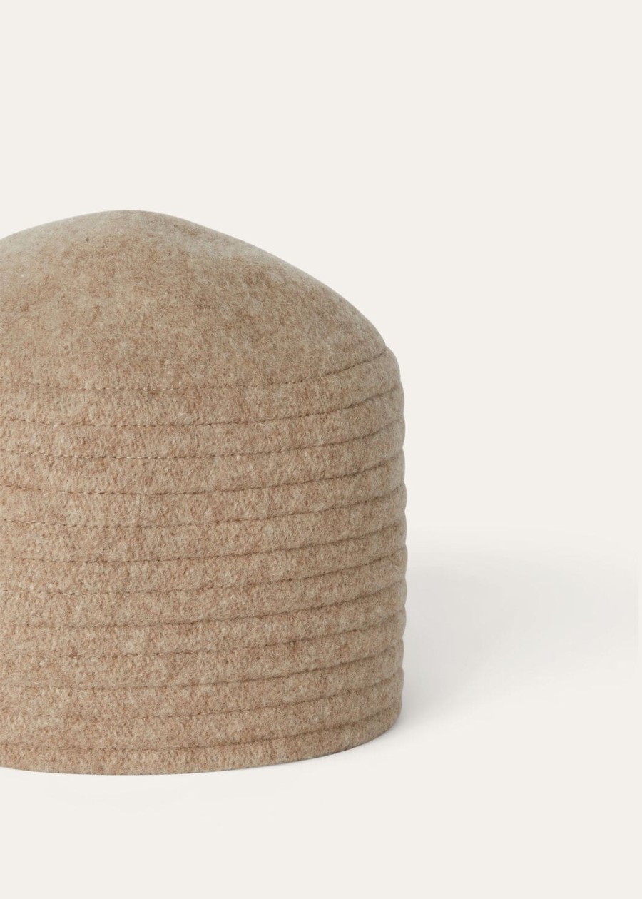 alicia hoed van perkamentwol in beige