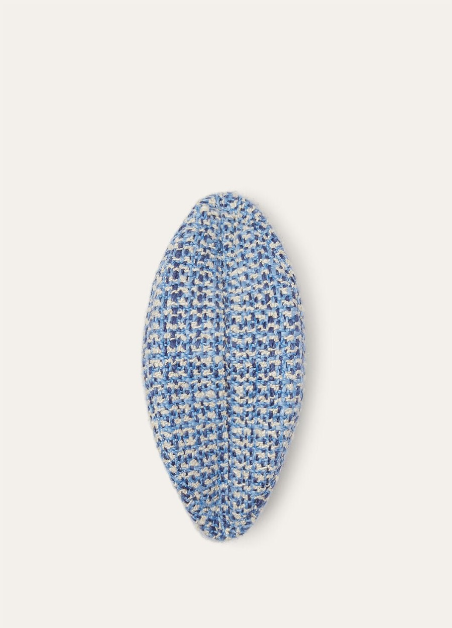 margaret-hoed van zijden scheerwol in blauwe stof