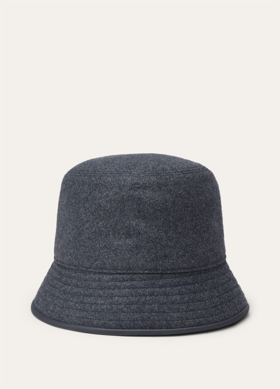 tina bucket hat van kasjmier scheerwol blauw-gunny glas melange