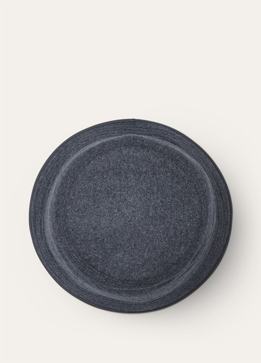 tina bucket hat van kasjmier scheerwol blauw-gunny glas melange