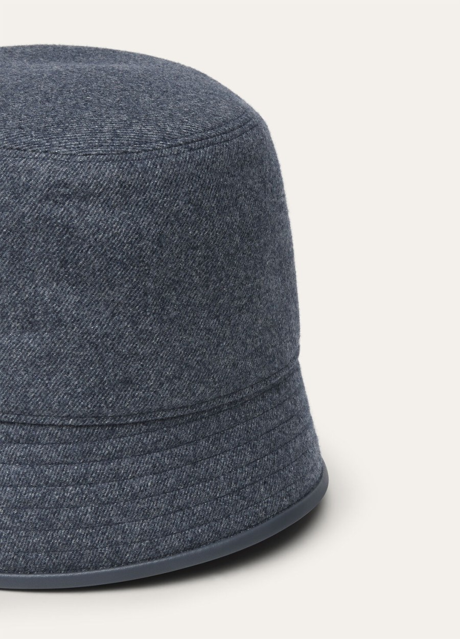 tina bucket hat van kasjmier scheerwol blauw-gunny glas melange