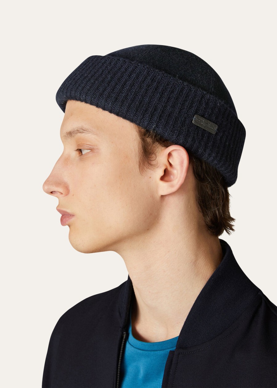 kasjmier muts - storm system marineblauw