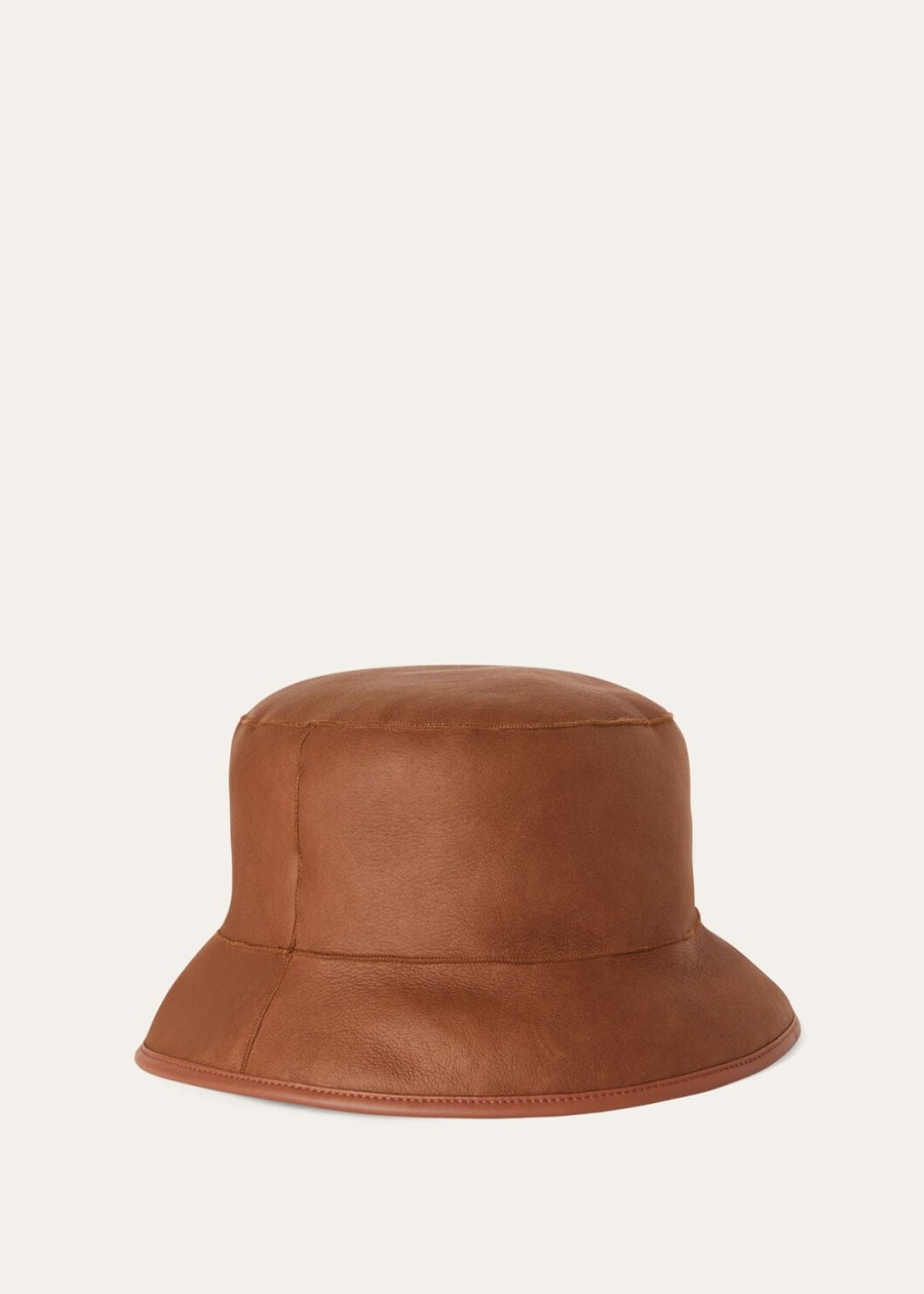 lys camel highlander shearling bucket hat