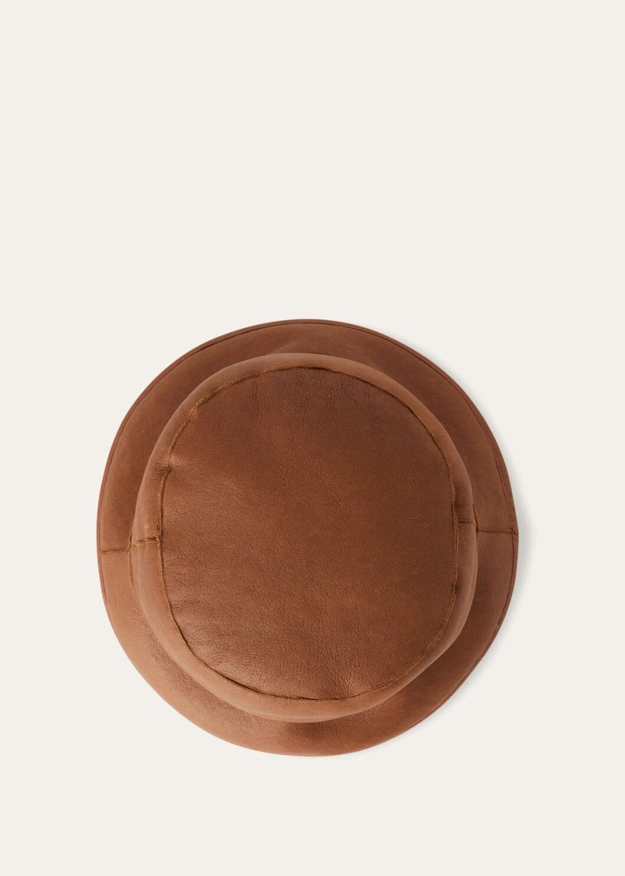 lys camel highlander shearling bucket hat