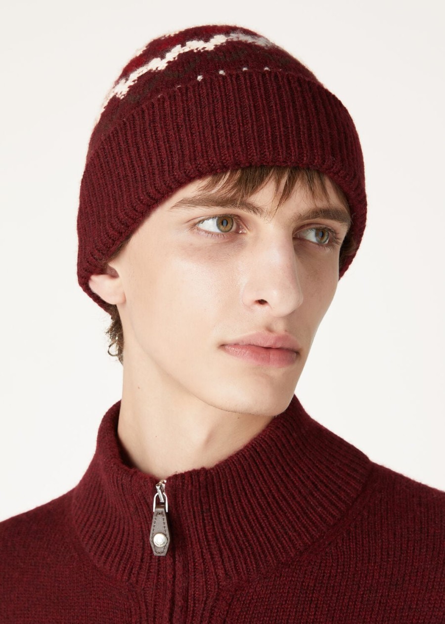 alpe pile beanie kasjmier bordeaux melangefel karmijnrood