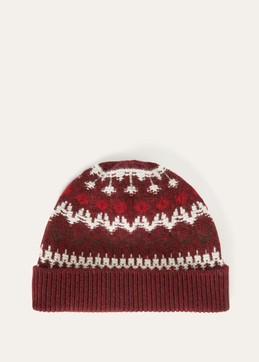 alpe pile beanie kasjmier bordeaux melangefel karmijnrood