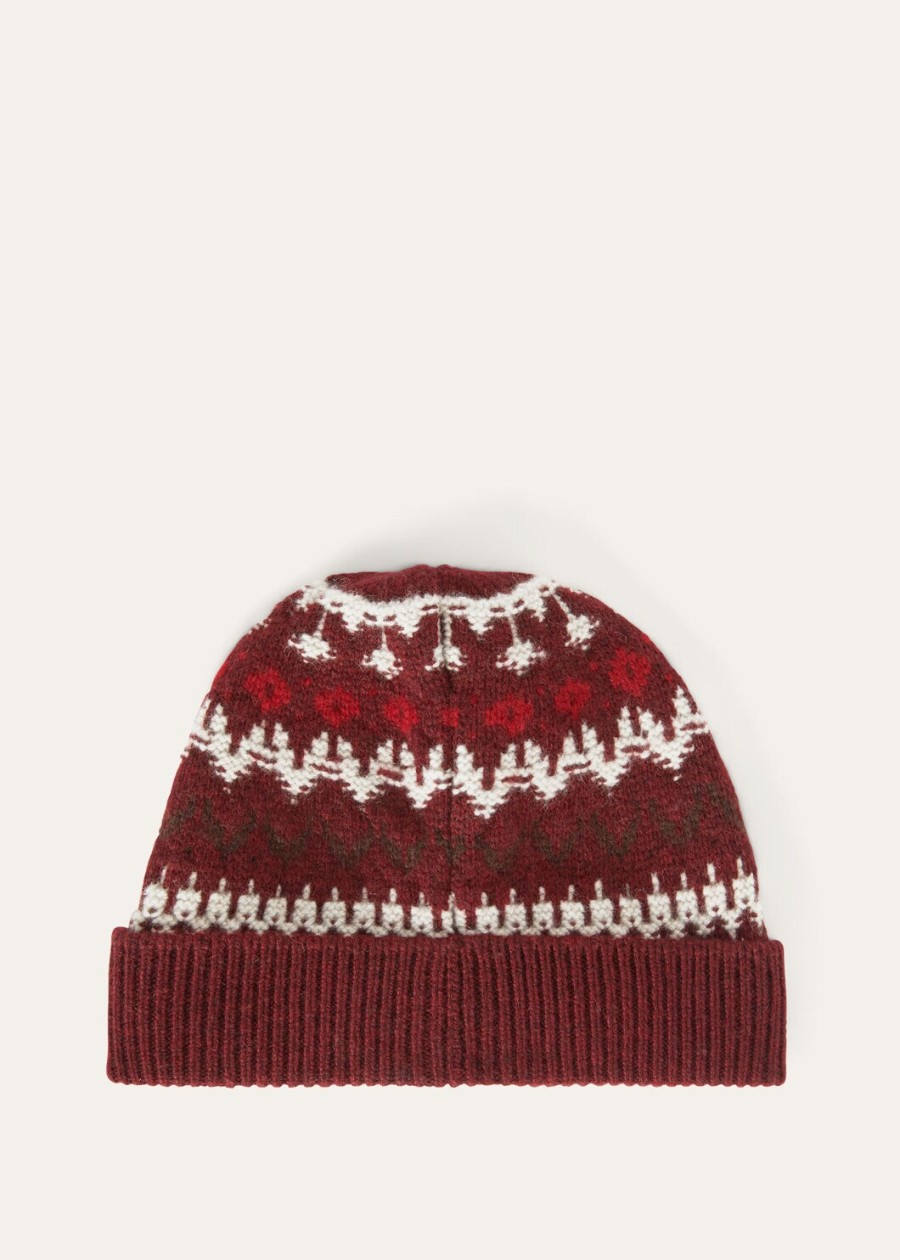 alpe pile beanie kasjmier bordeaux melangefel karmijnrood