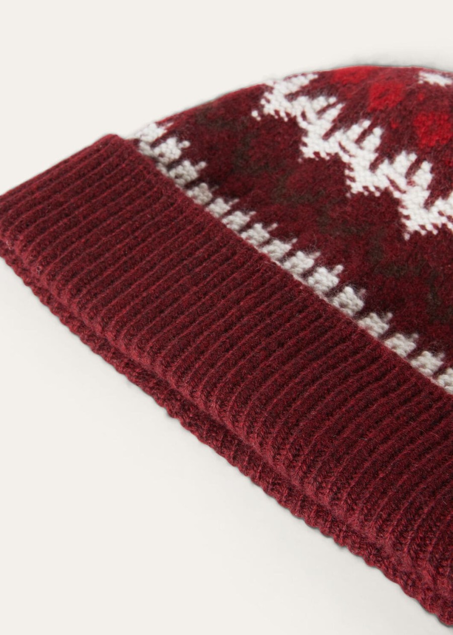alpe pile beanie kasjmier bordeaux melangefel karmijnrood