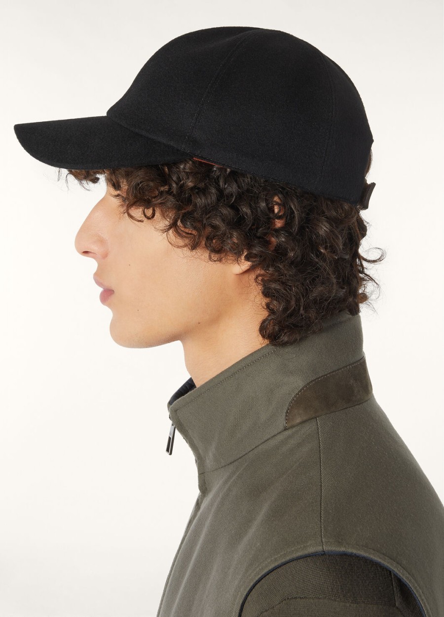 ivy cashmere baseball cap - storm system zwart