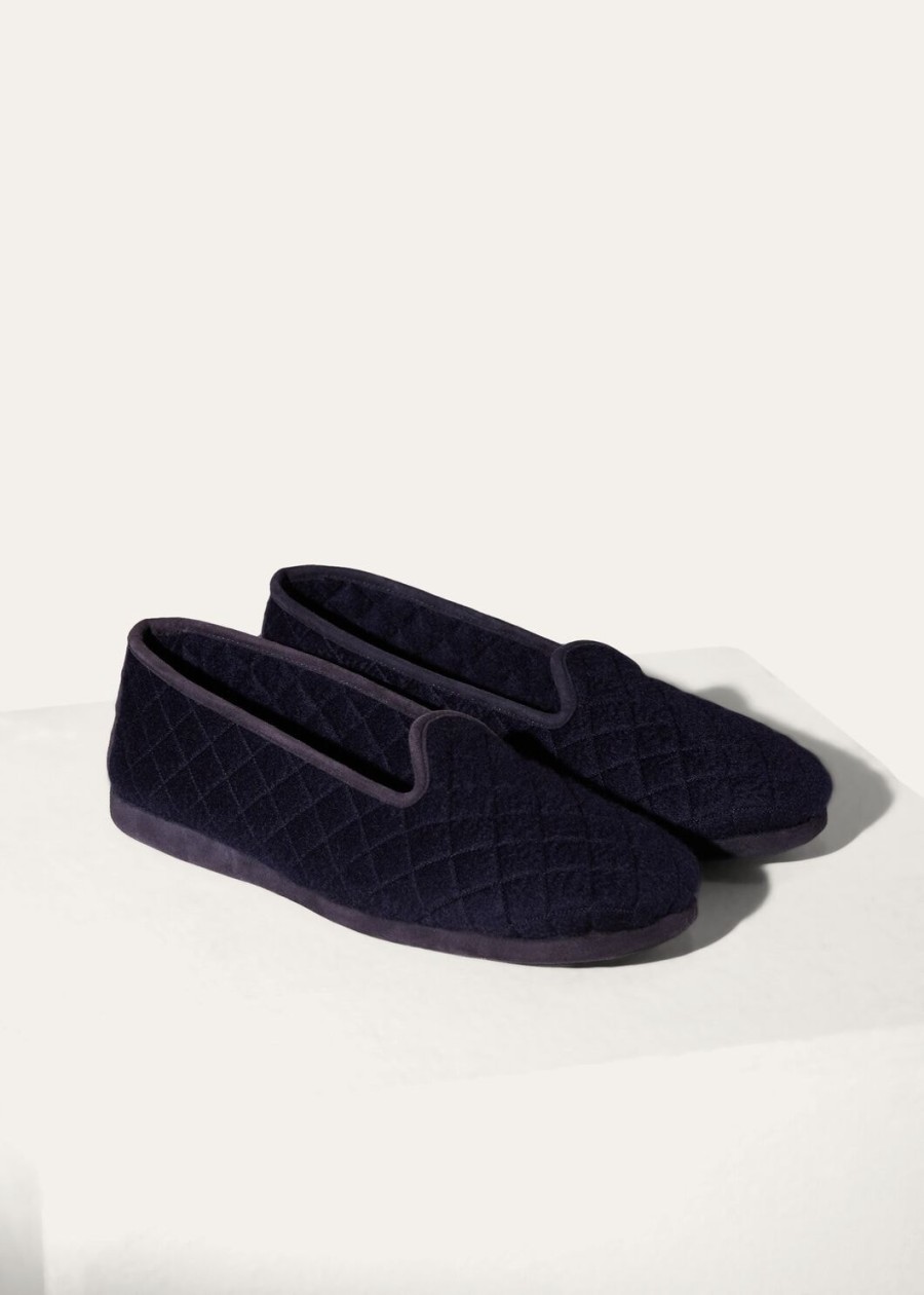 marineblauwe kasjmier klassieke slippers