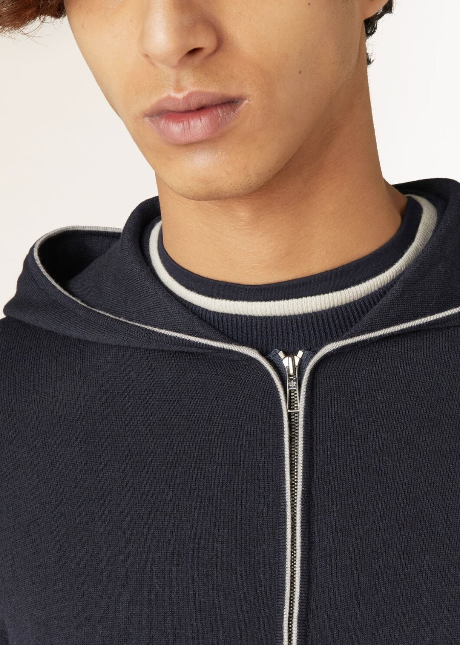 vrijetijds bomberhoodie van katoen en kasjmier in marineblauw