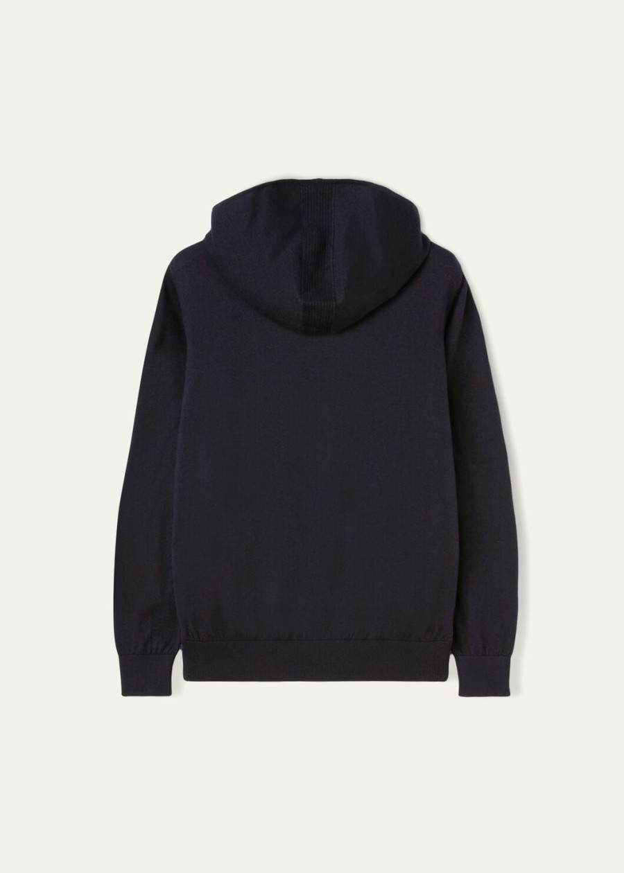 vrijetijds bomberhoodie van katoen en kasjmier in marineblauw