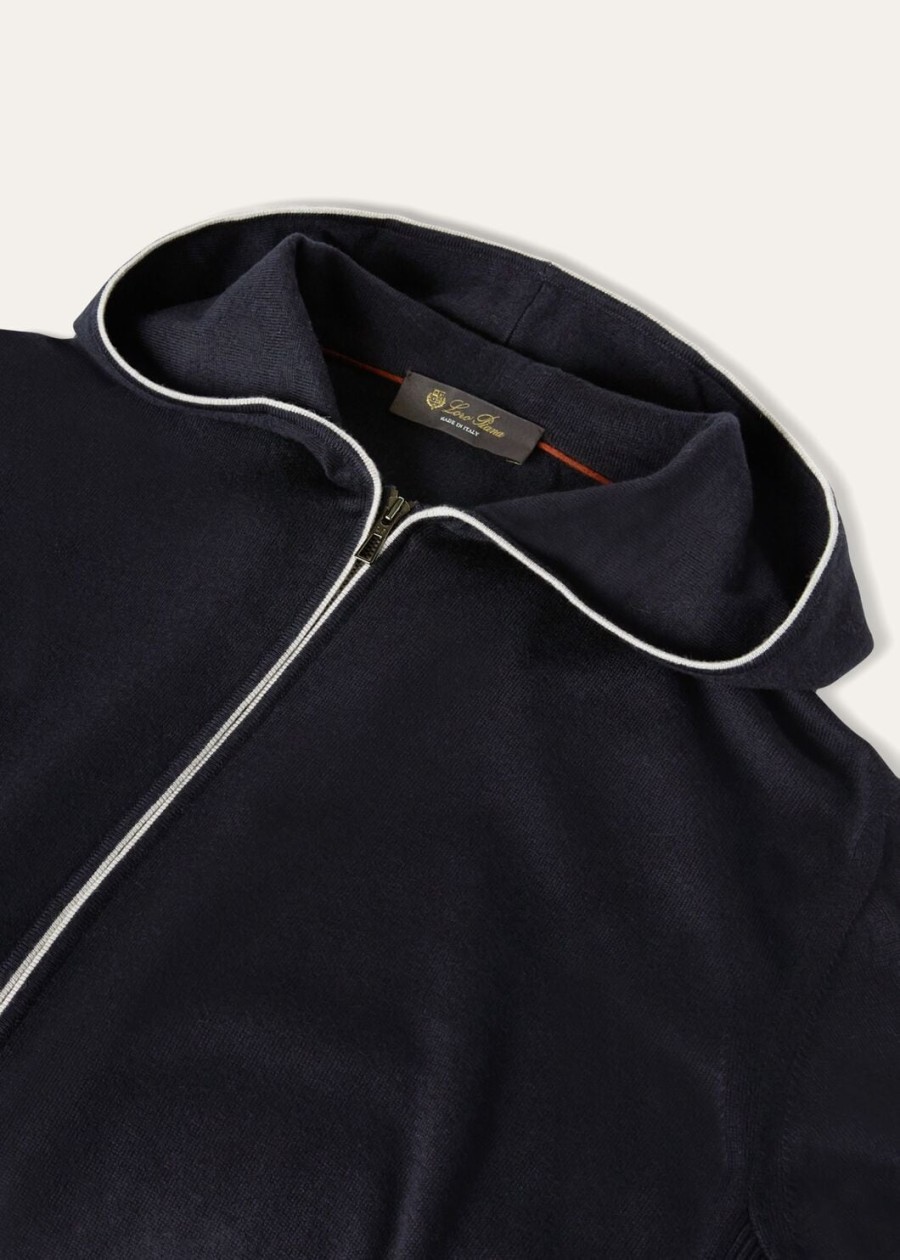 vrijetijds bomberhoodie van katoen en kasjmier in marineblauw