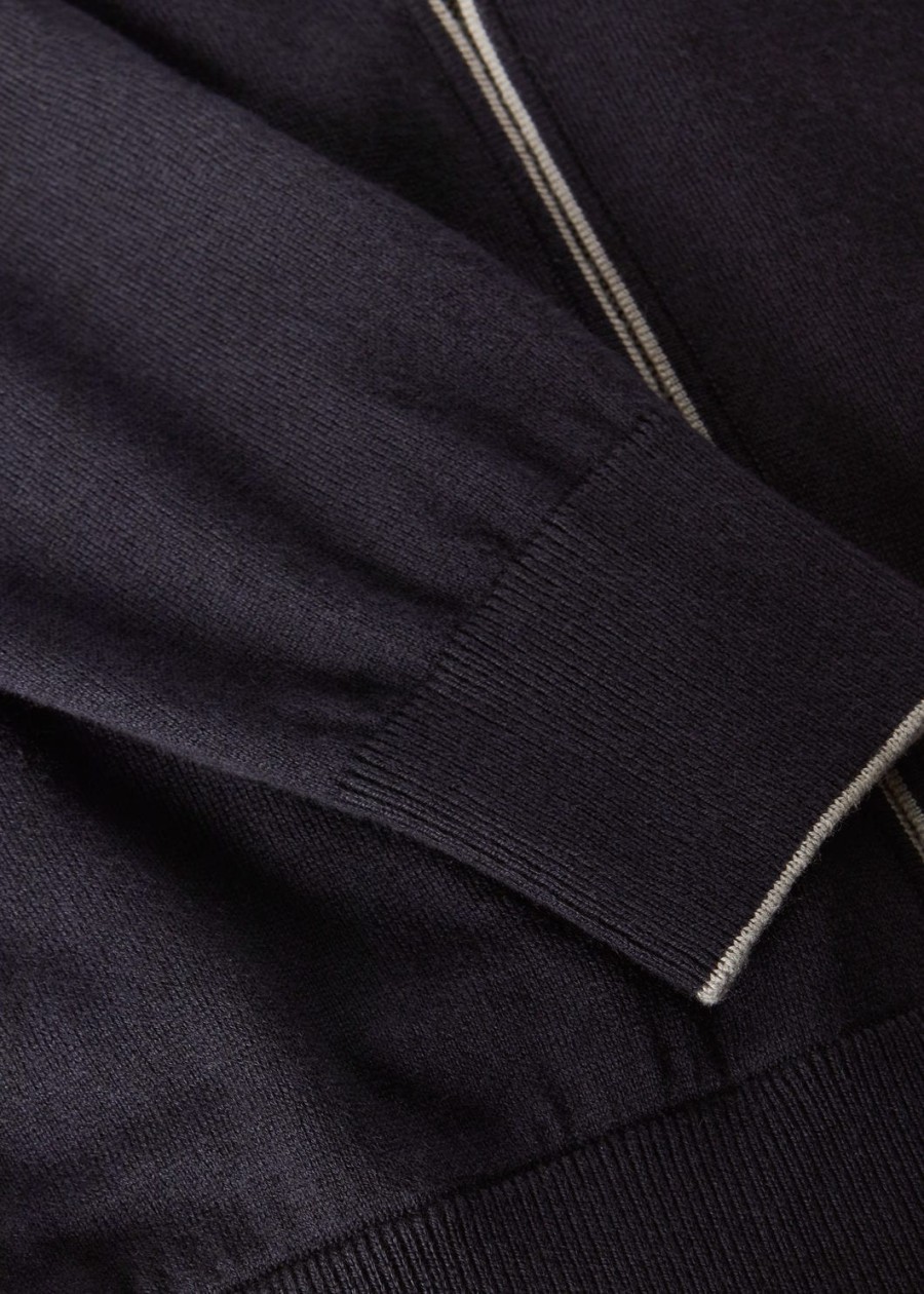 vrijetijds bomberhoodie van katoen en kasjmier in marineblauw