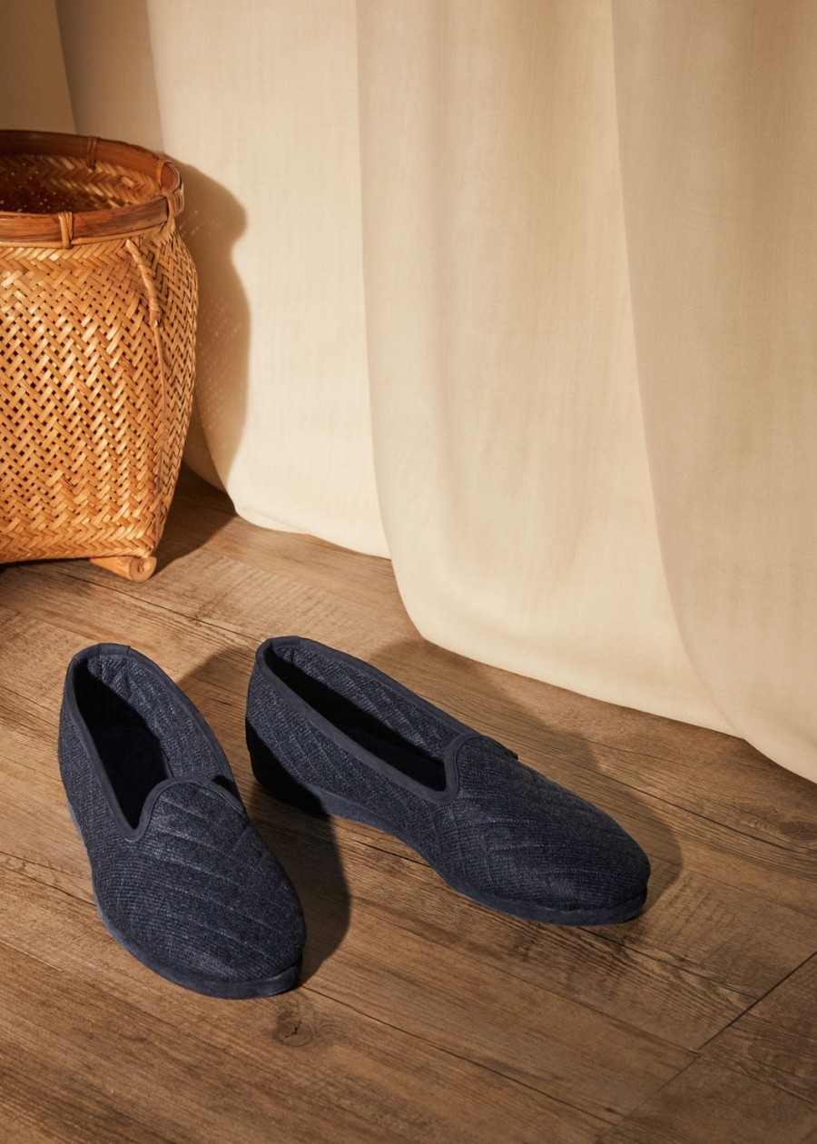 klassieke kasjmier slippers sodalite blue mel