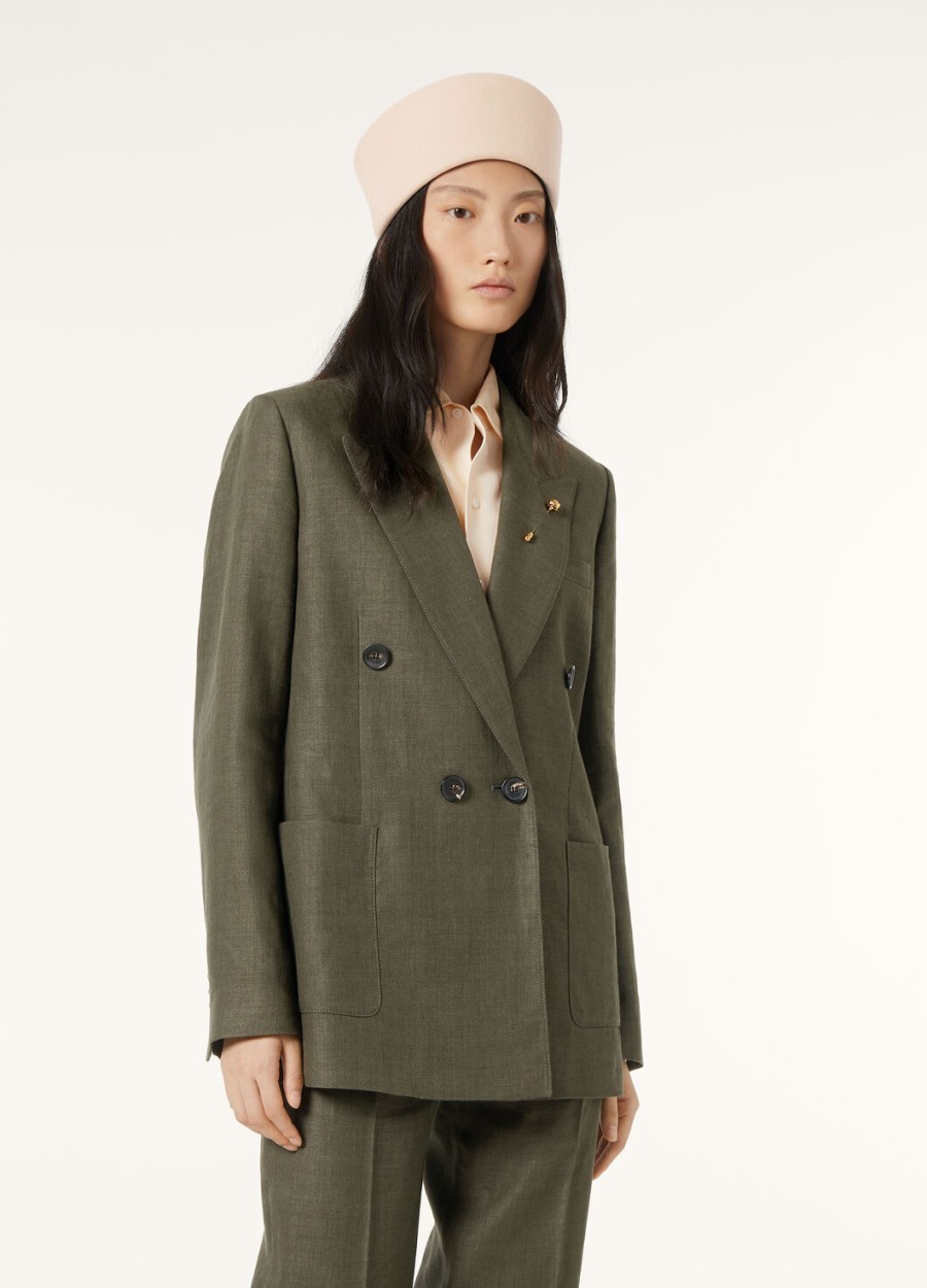 genny blazer in scheerwol dennenzwart