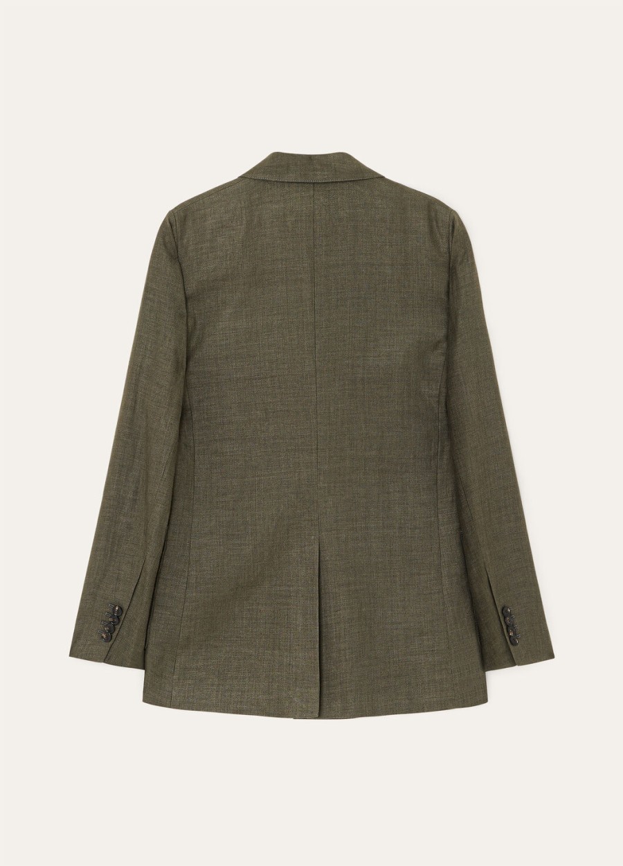 genny blazer in scheerwol dennenzwart