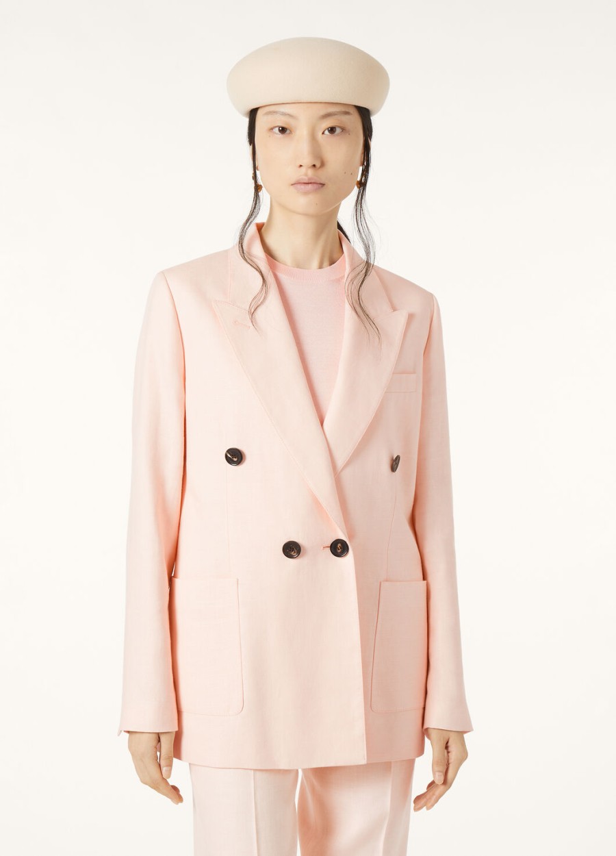 genny blazer van zachte roze scheerwol