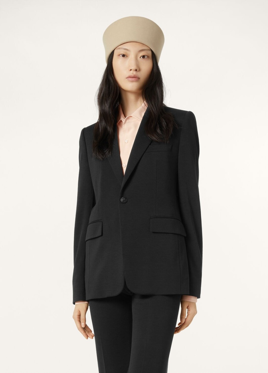 hellen zwarte blazer van scheerwol