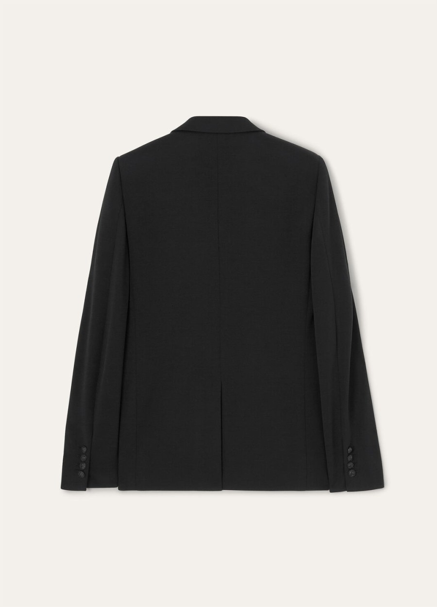 hellen zwarte blazer van scheerwol