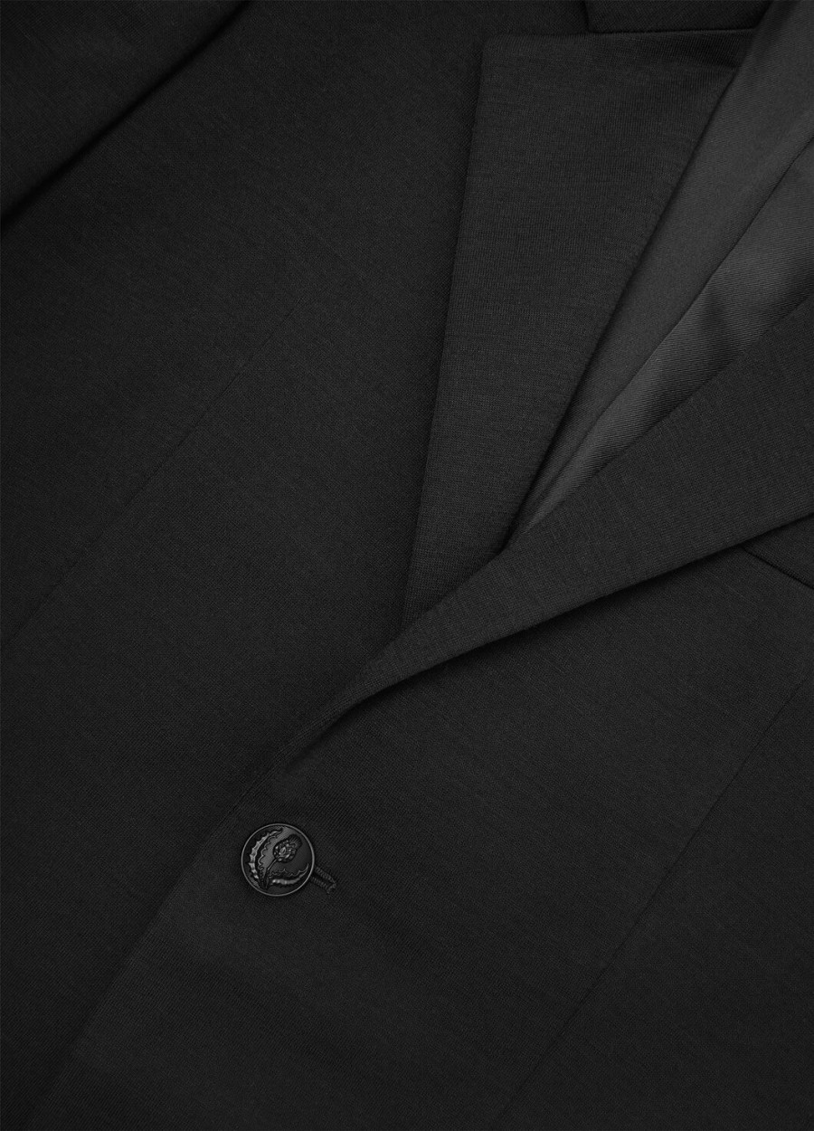 hellen zwarte blazer van scheerwol